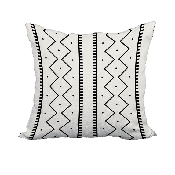 20 x 20 Inch Cream Geometric Print Decorative Polyester Throw Pillow with a Linen Texture