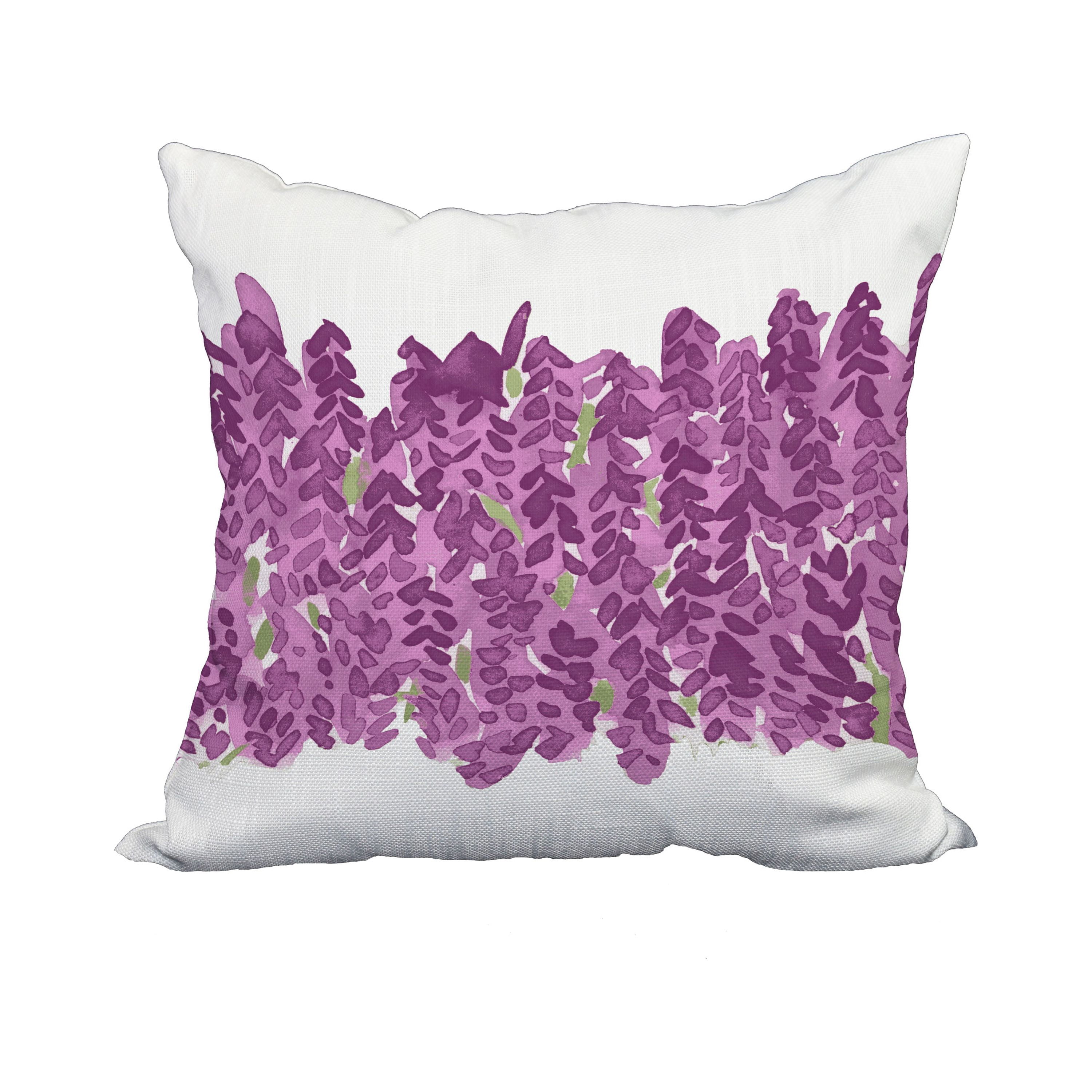 20 x 20 Inch Flower Bell Bunch Purple Floral Print Decorative Polyester Throw Pillow with Linen Texture