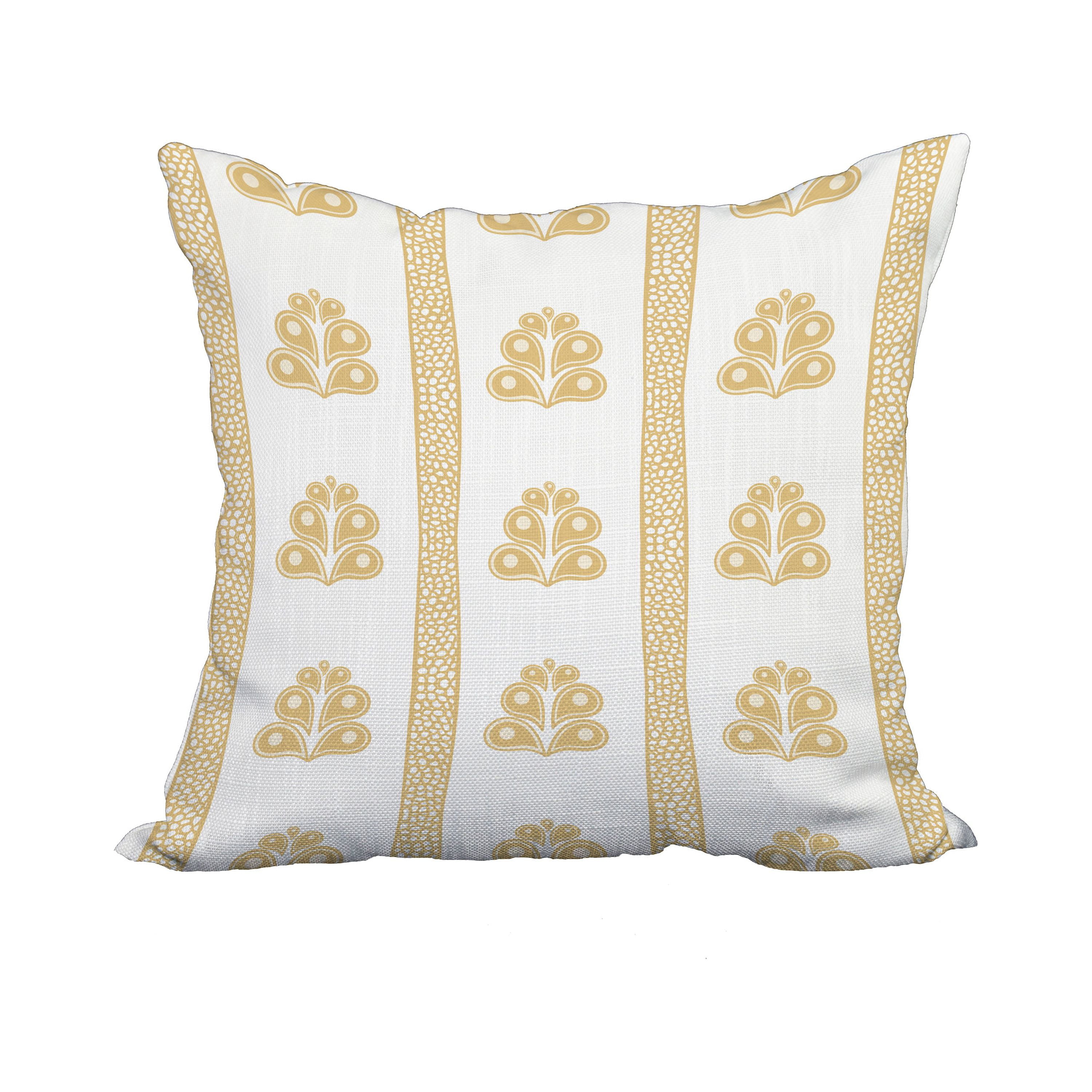 20 x 20 Inch Gold Geometric Print Decorative Polyester Throw Pillow with a Linen Texture