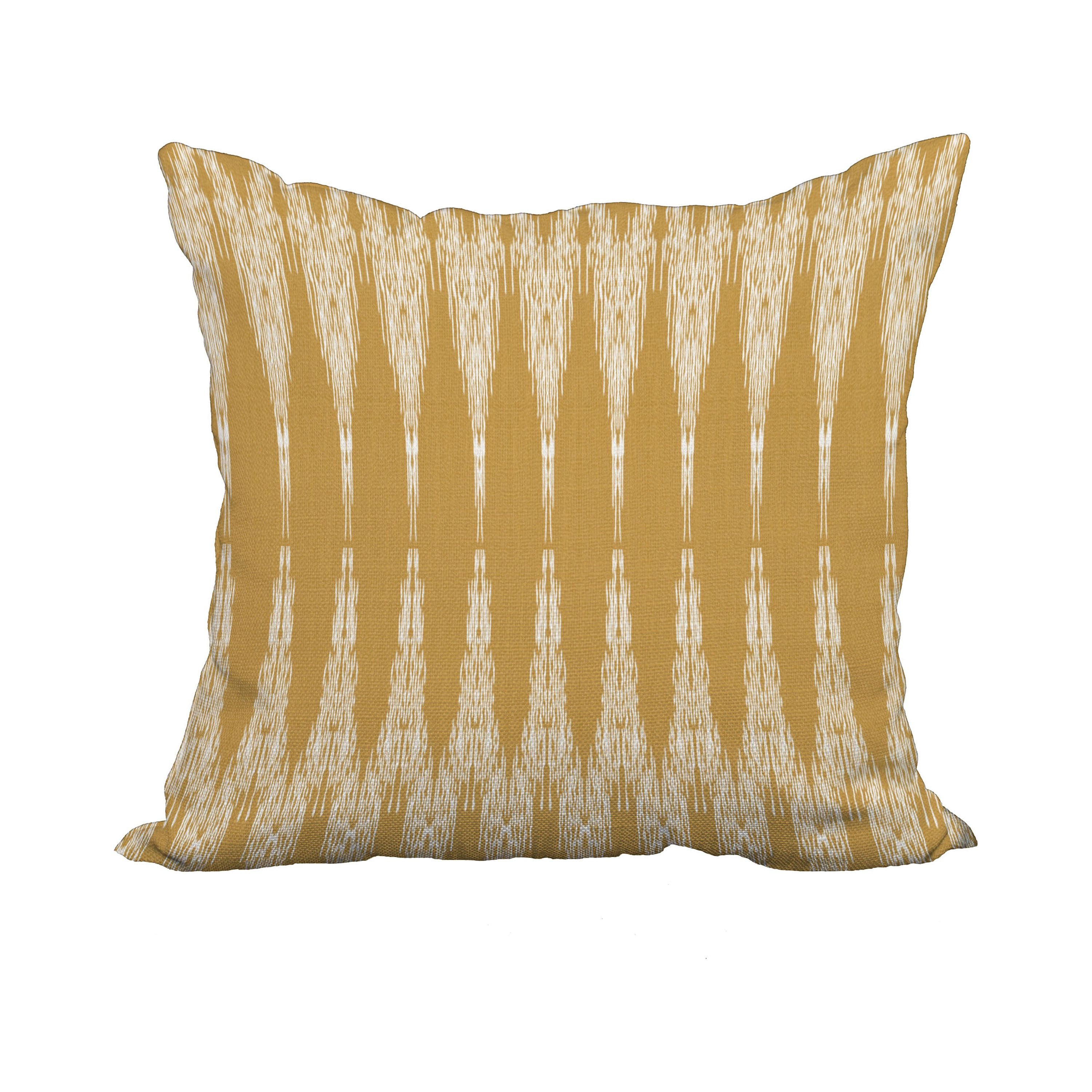 20 x 20 Inch Gold Geometric Print Decorative Polyester Throw Pillow with a Linen Texture