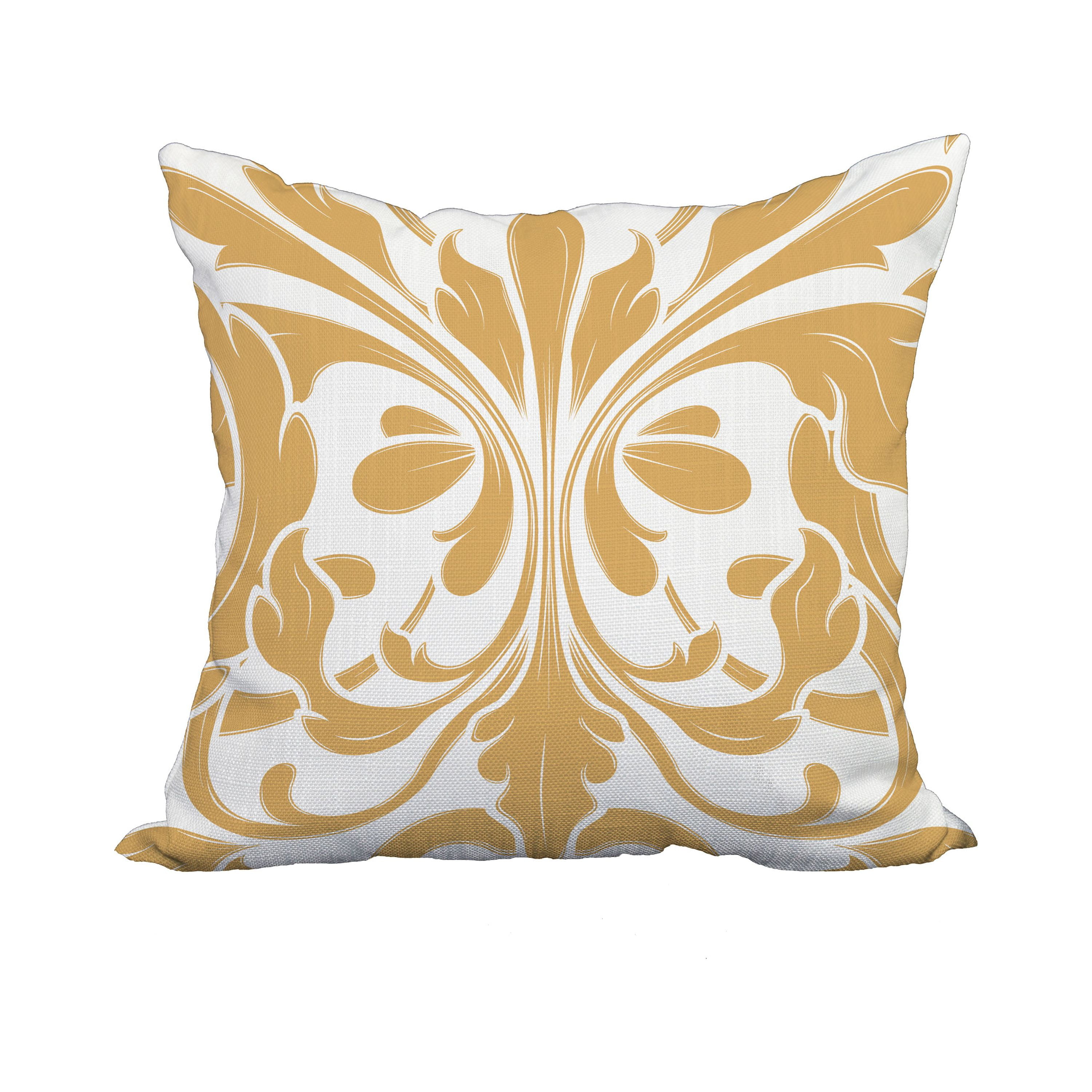 20 x 20 Inch Gold Geometric Print Decorative Polyester Throw Pillow with a Linen Texture