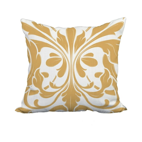 20 x 20 Inch Gold Geometric Print Decorative Polyester Throw Pillow with a Linen Texture