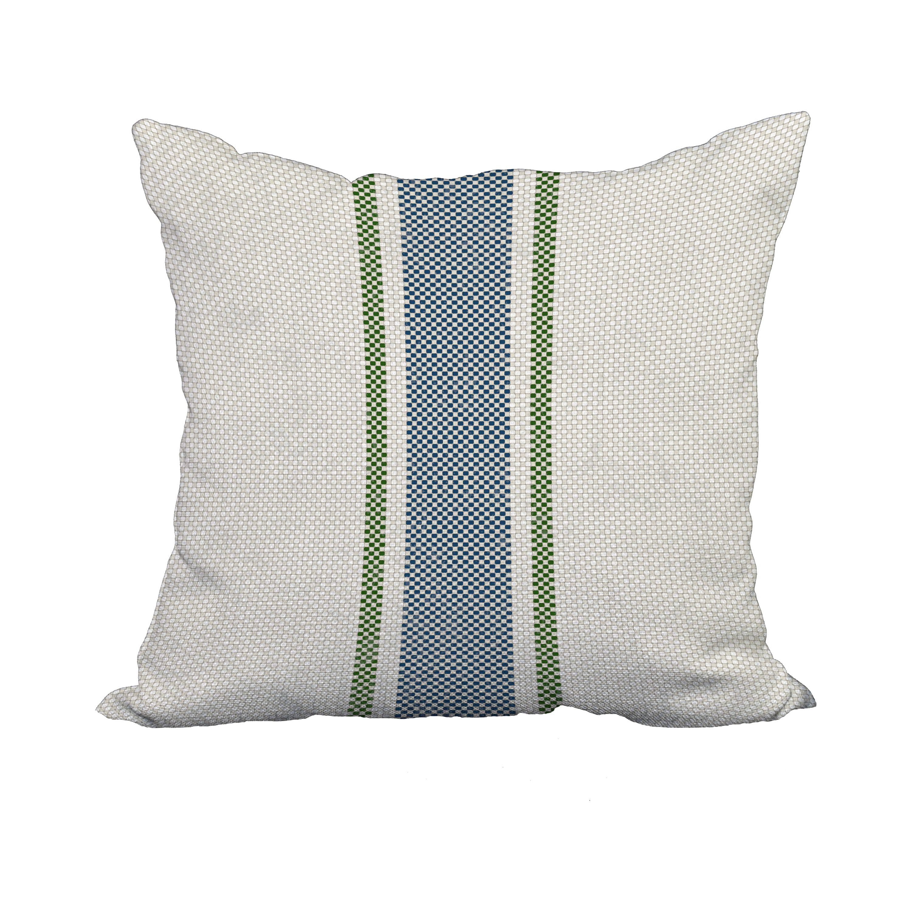 20 x 20 Inch Grain Sack Navy Blue Stripe Print Decorative Polyester Throw Pillow with Linen Texture