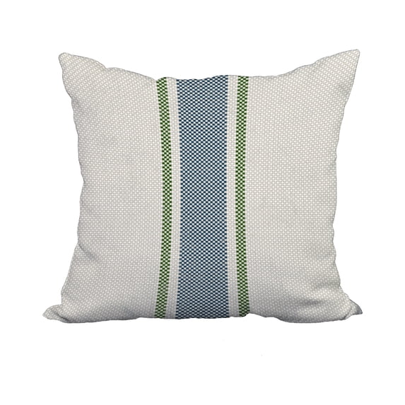 20 x 20 Inch Grain Sack Navy Blue Stripe Print Decorative Polyester Throw Pillow with Linen Texture