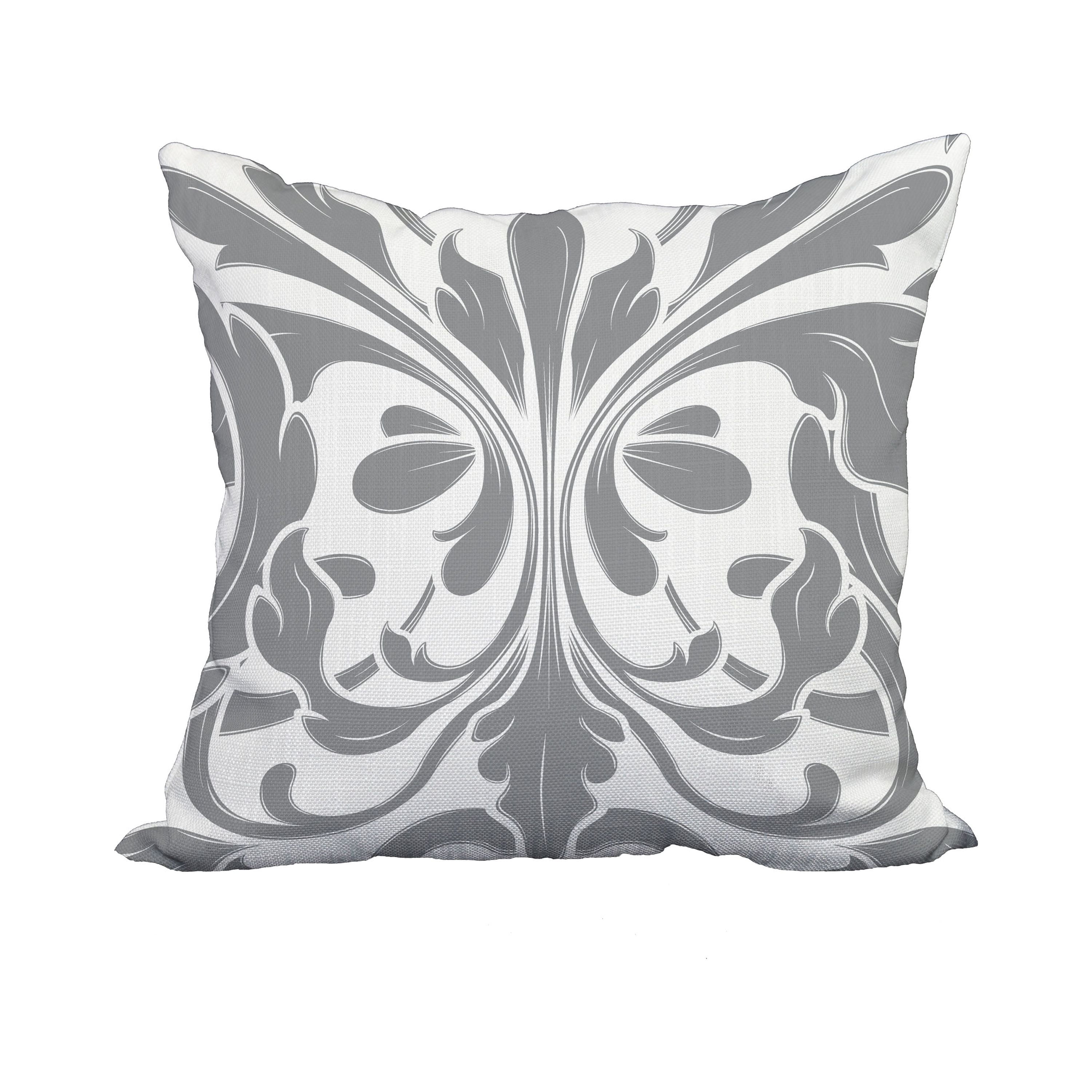 20 x 20 Inch Gray Geometric Print Decorative Polyester Throw Pillow with a Linen Texture