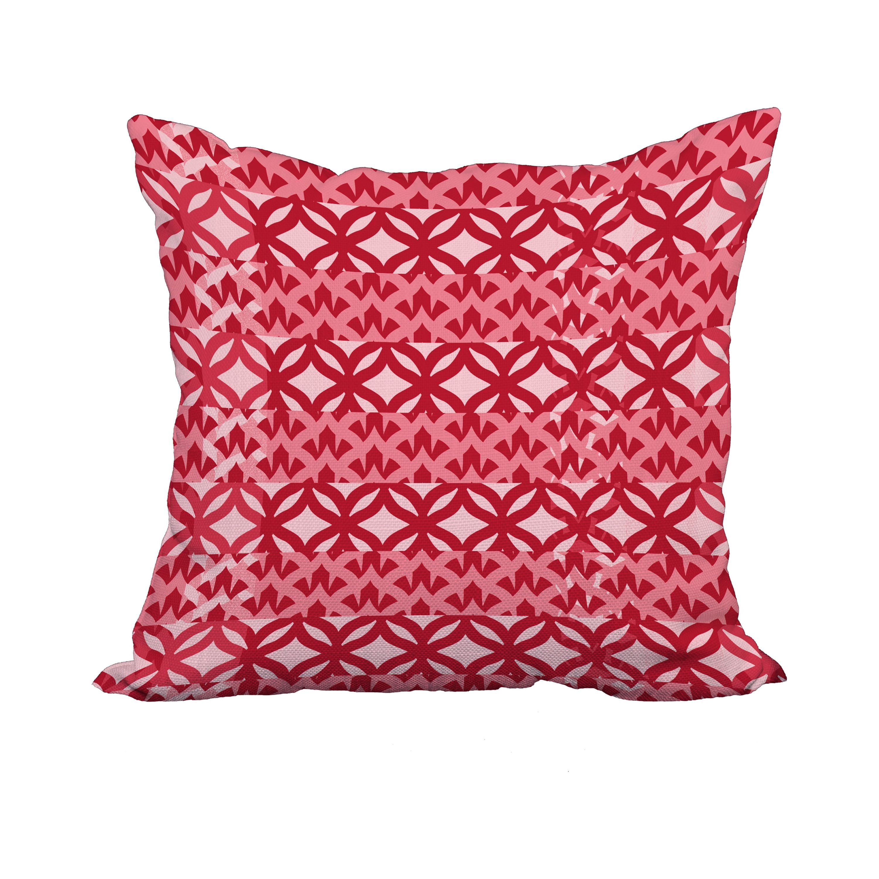 20 x 20 Inch Greeko Simple Red Geometric Print Decorative Polyester Throw Pillow with Linen Texture