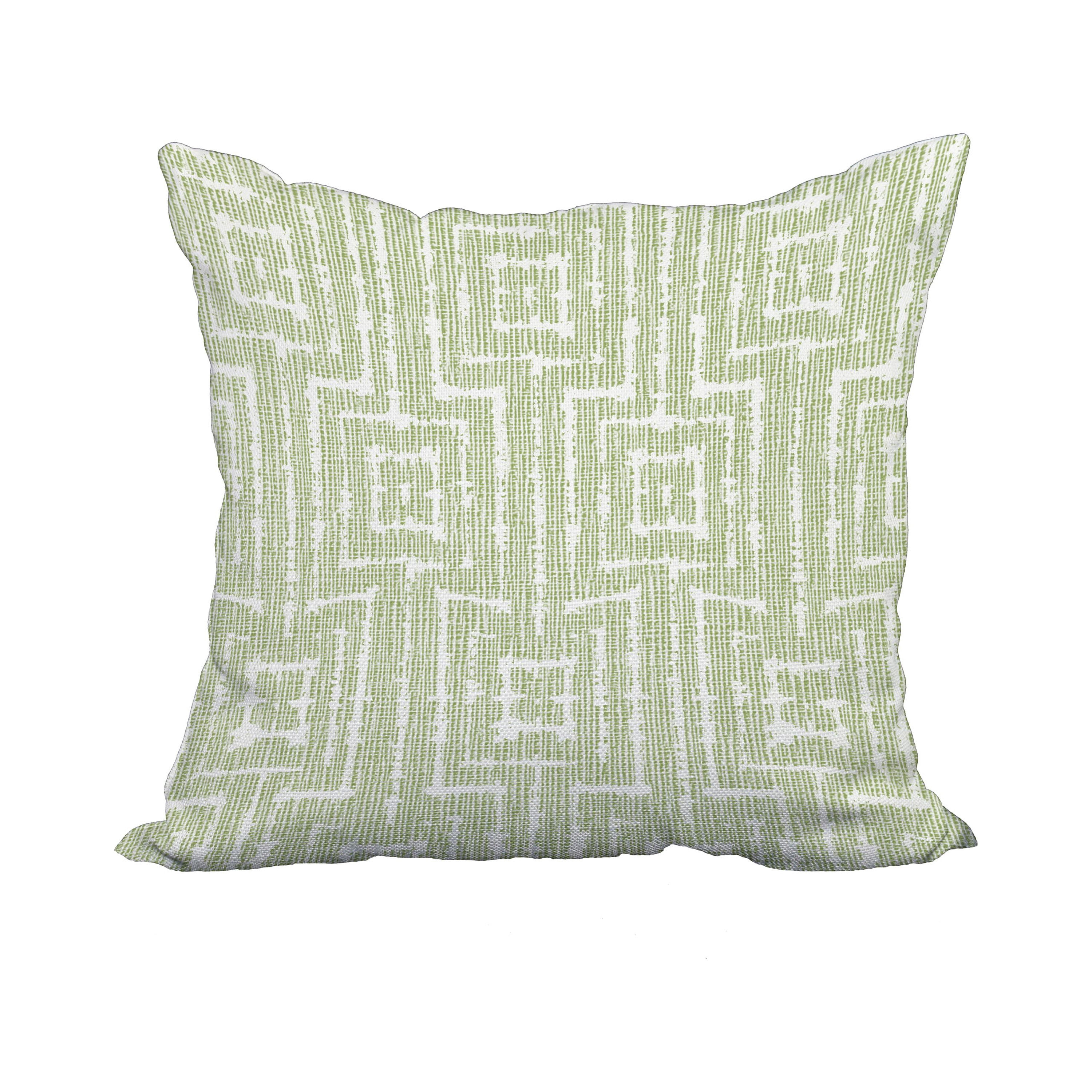 20 x 20 Inch Green Geometric Print Decorative Polyester Throw Pillow with a Linen Texture