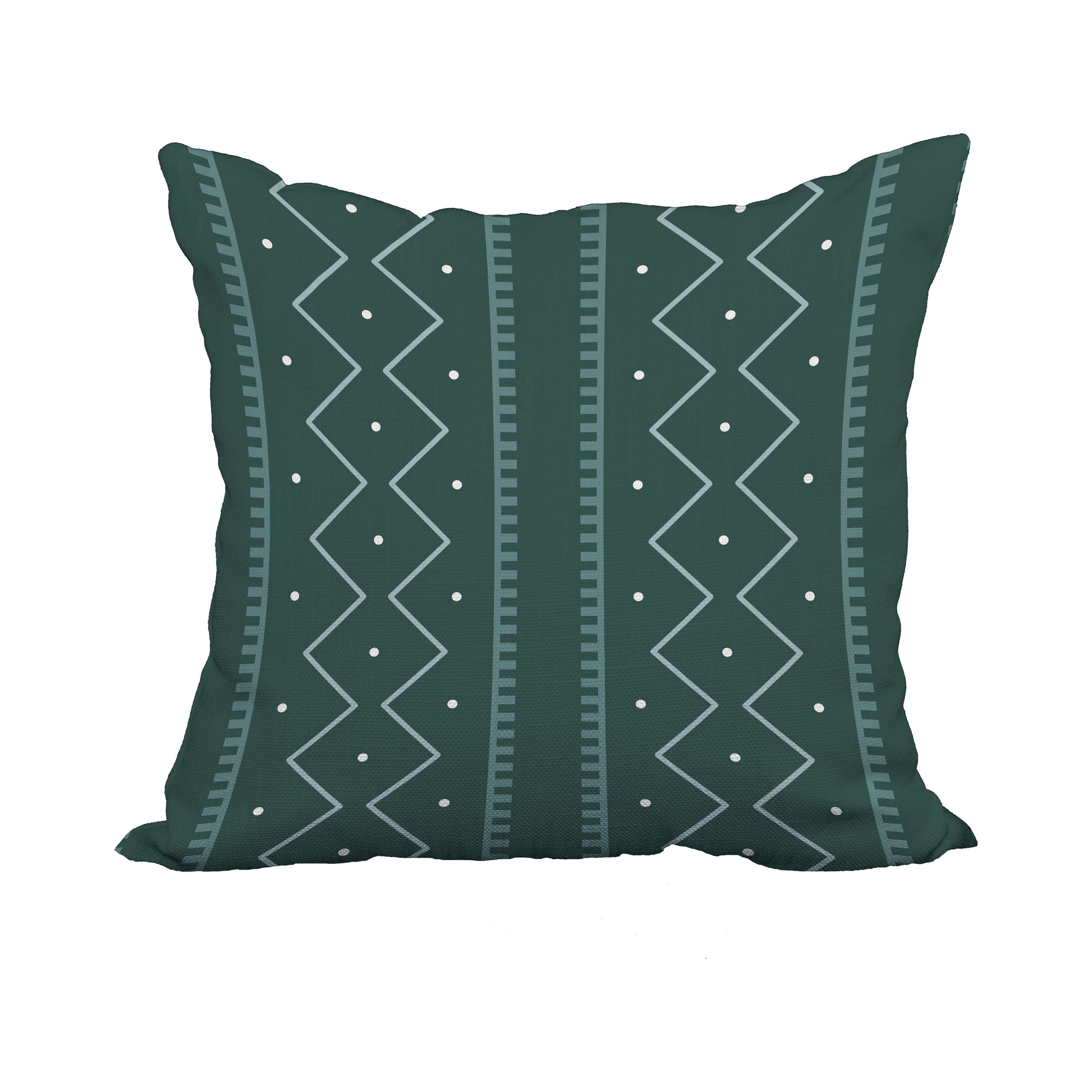 20 x 20 Inch Green Geometric Print Decorative Polyester Throw Pillow with a Linen Texture