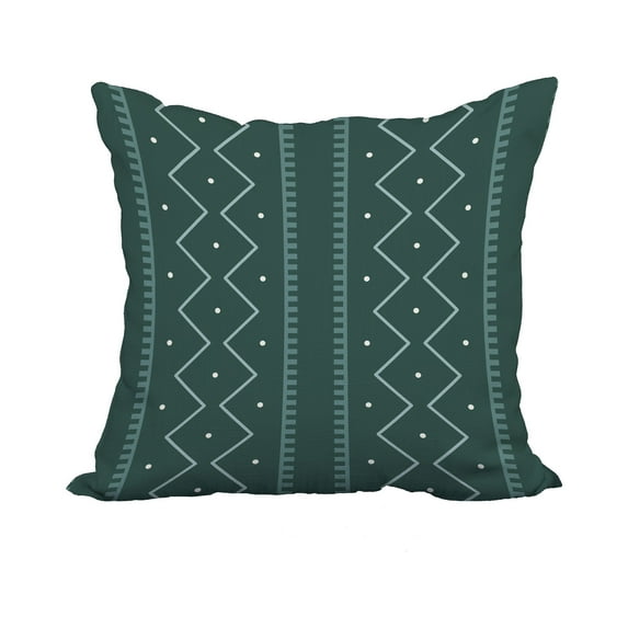 20 x 20 Inch Green Geometric Print Decorative Polyester Throw Pillow with a Linen Texture