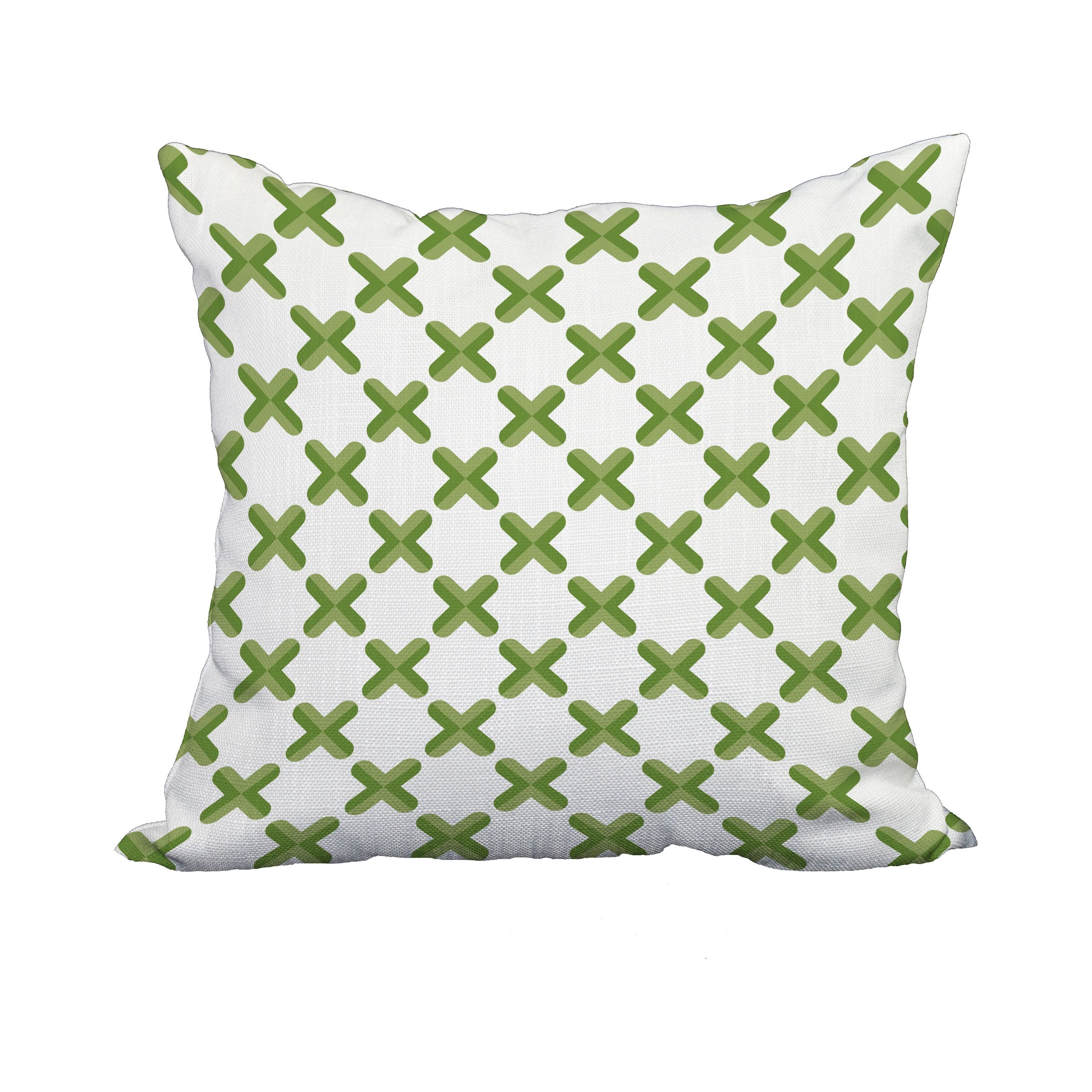 20 x 20 Inch Green Geometric Print Decorative Polyester Throw Pillow with a Linen Texture