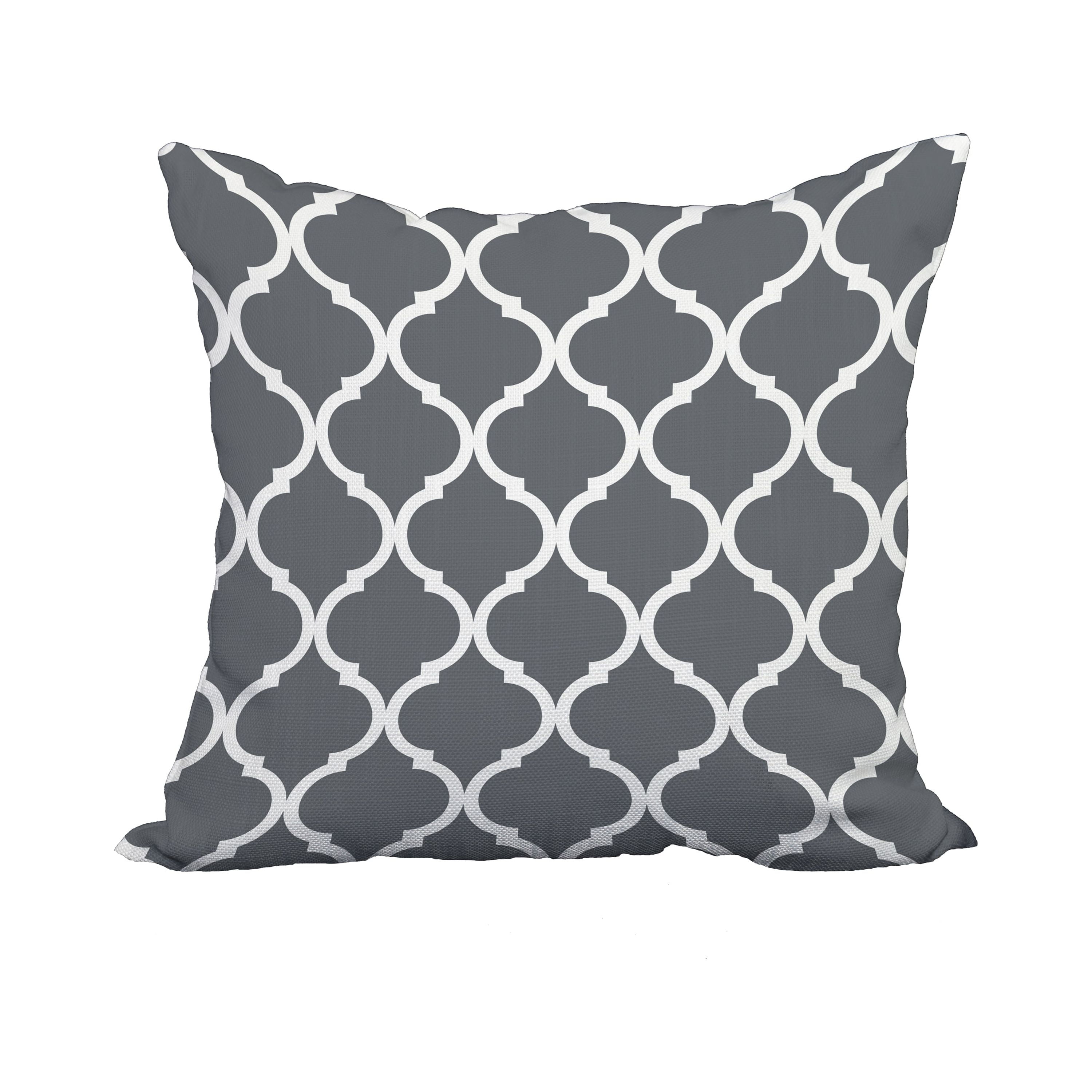20 x 20 Inch Grey Trellis Print Decorative Polyester Throw Pillow with a Linen Texture