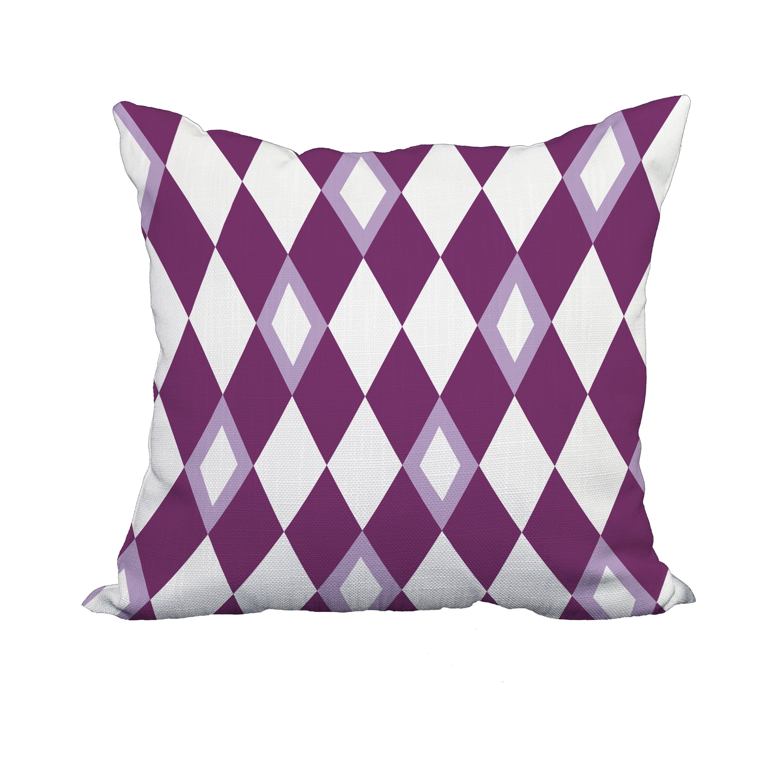 20 x 20 Inch Harlequin Purple Geometric Print Decorative Polyester Throw Pillow with Linen Texture