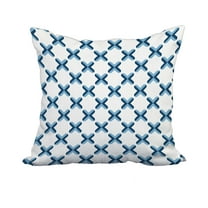 20 x 20 Inch Light Blue Geometric Print Decorative Polyester Throw Pillow with a Linen Texture