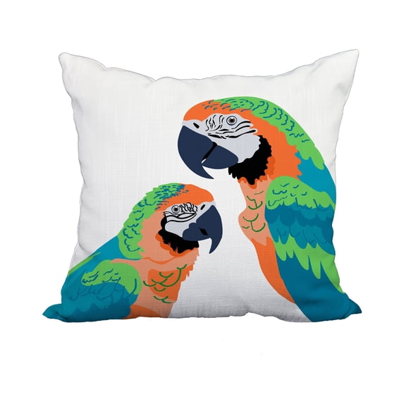 20 x 20 Inch Macaw Close Up Orange Tropical Print Decorative Polyester Throw Pillow with Linen Texture