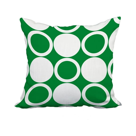 20 x 20 Inch Mod Circles Green Geometric Print Decorative Polyester Throw Pillow with Linen Texture