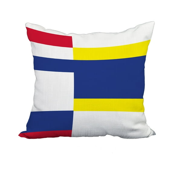 20 x 20 Inch Multi Abstract Royal Blue Geometric Print Decorative Polyester Throw Pillow with Linen Texture