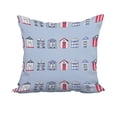 thumbnail image 1 of 20 x 20 Inch Multi Beach Hut Blue Stripe Print Decorative Polyester Throw Pillow with Linen Texture, 1 of 1
