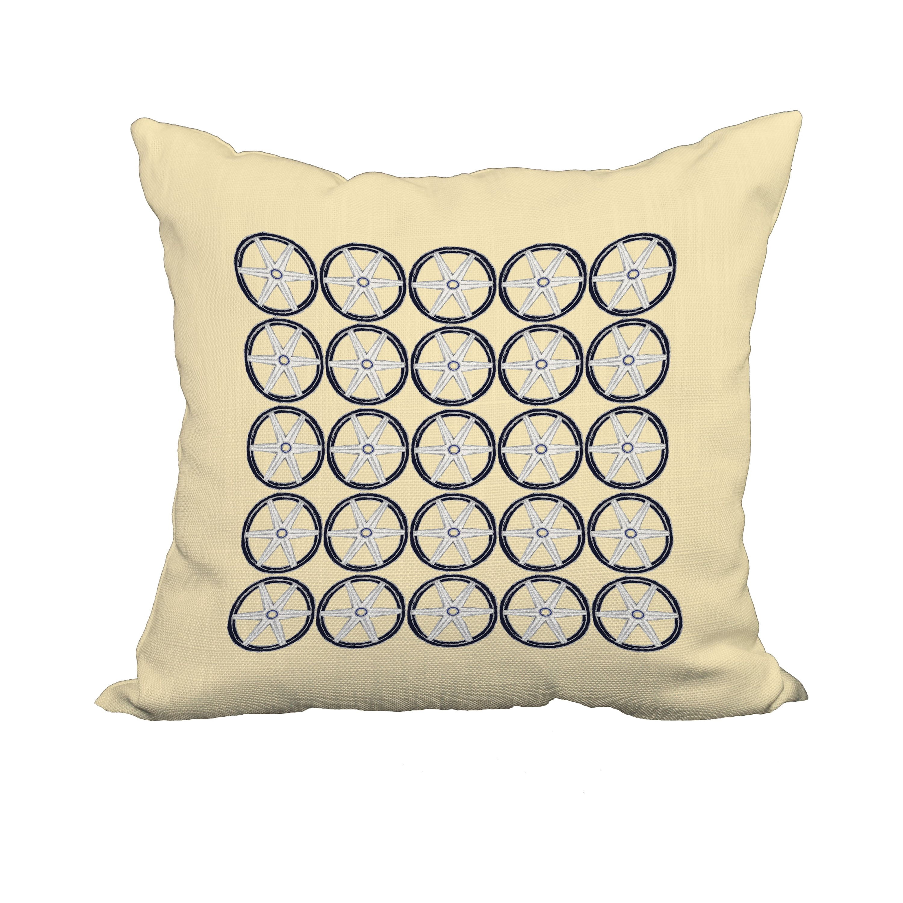 20 x 20 Inch Nautical Geo Square Yellow Geometric Print Decorative Polyester Throw Pillow with Linen Texture