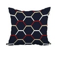 thumbnail image 1 of 20 x 20 Inch Navy Blue Geometric Print Decorative Polyester Throw Pillow with a Linen Texture, 1 of 1