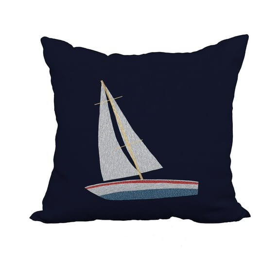 20 x 20 Inch Navy Blue Geometric Print Decorative Polyester Throw Pillow with a Linen Texture
