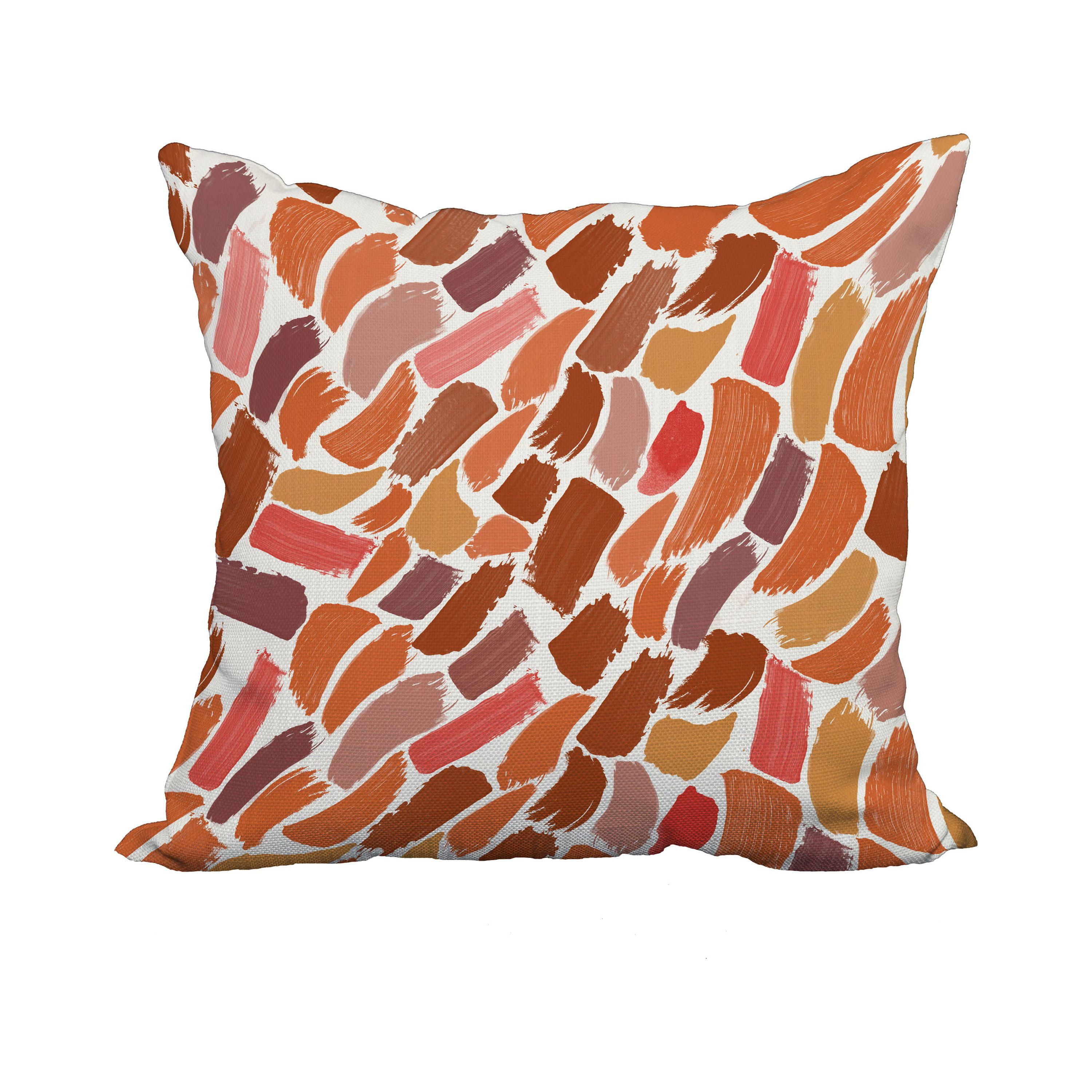 20 x 20 Inch Orange Geometric Print Decorative Polyester Throw Pillow with a Linen Texture