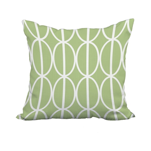 20 x 20 Inch Ovals Go 'Round Green Geometric Print Decorative Polyester Throw Pillow with Linen Texture