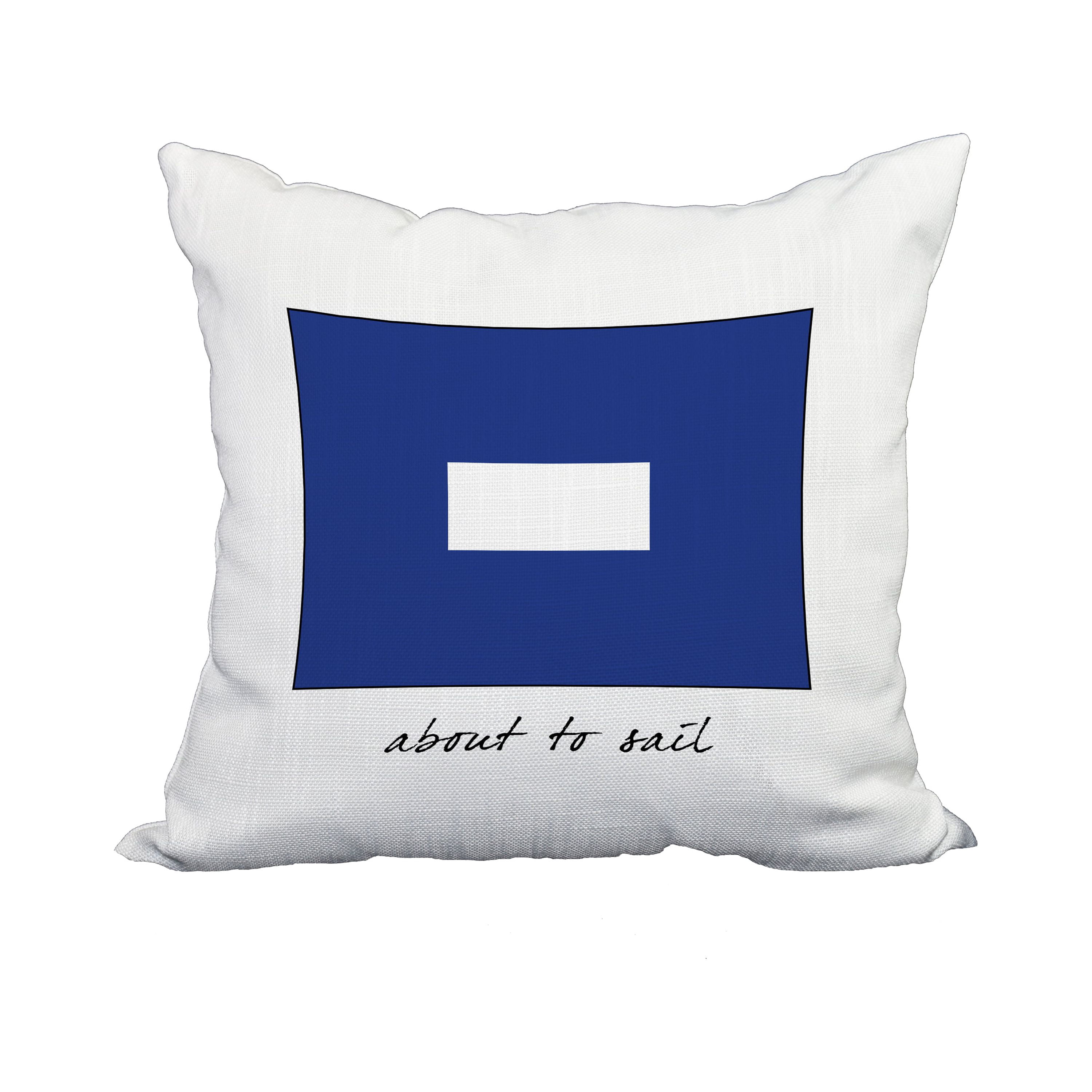 20 x 20 Inch P Phrase Text Royal Blue Word Print Decorative Polyester Throw Pillow with Linen Texture