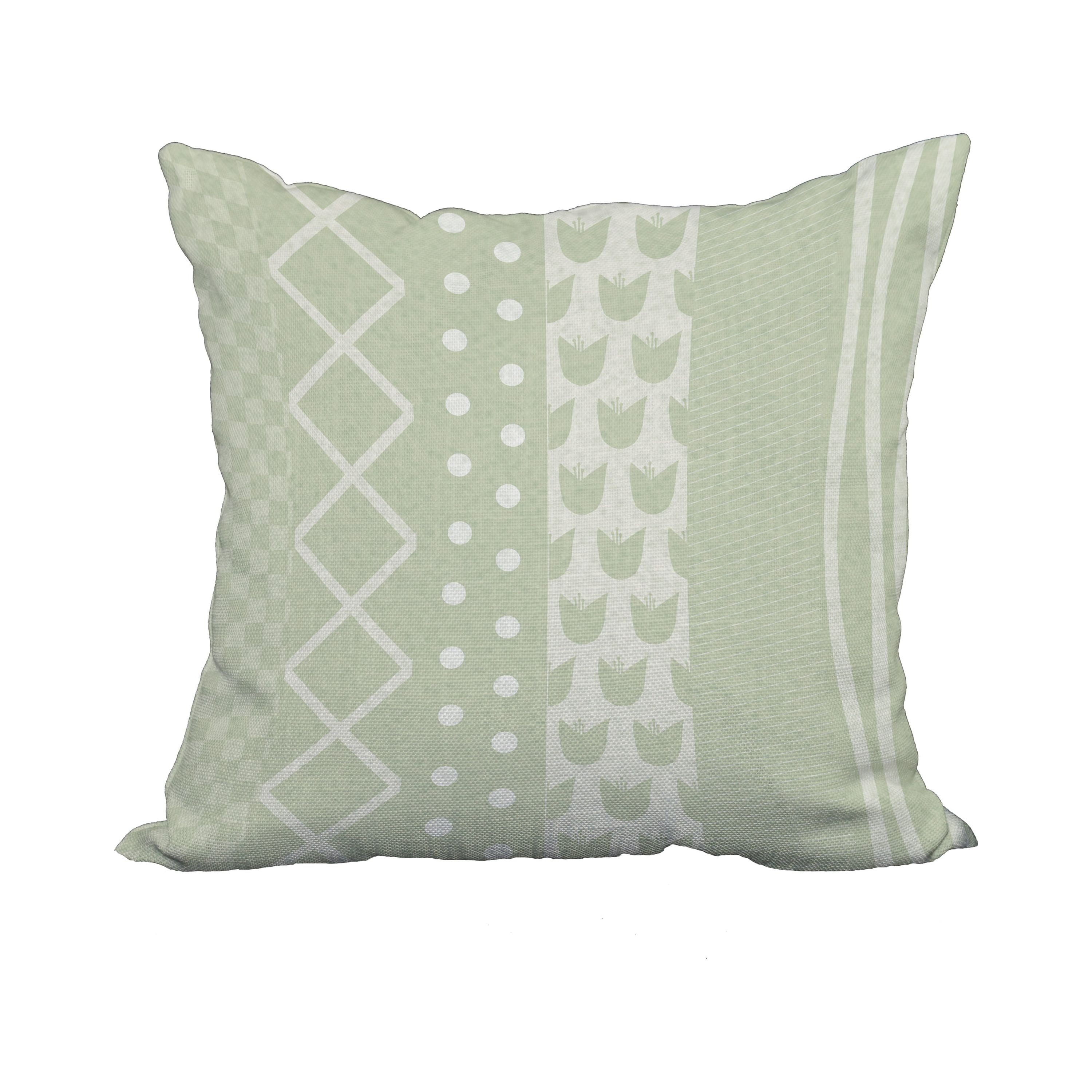 20 x 20 Inch Pattern Stripe Green Stripe Print Decorative Polyester Throw Pillow with Linen Texture