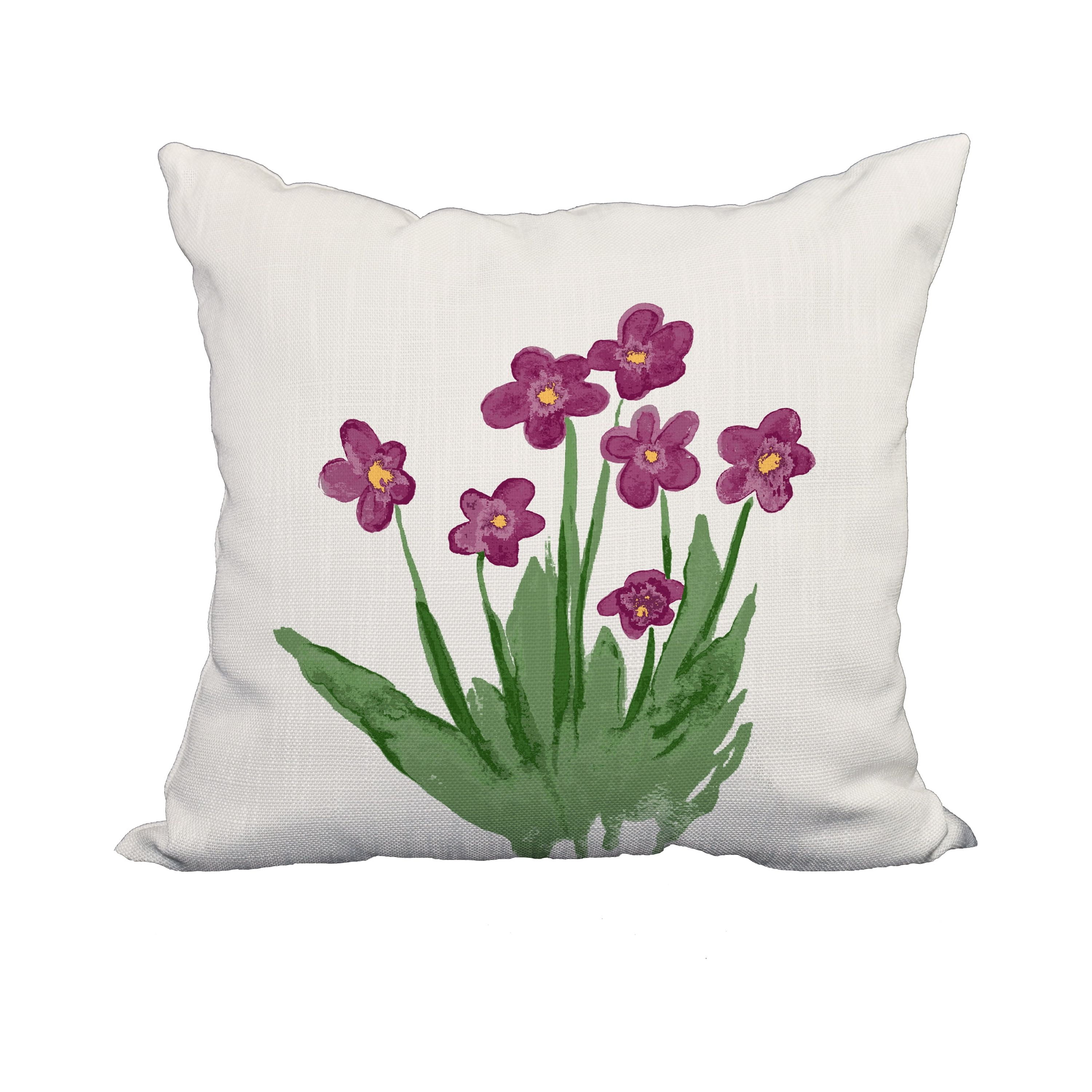 20 x 20 Inch Pretty Little Flower Purple Floral Print Decorative Polyester Throw Pillow with Linen Texture