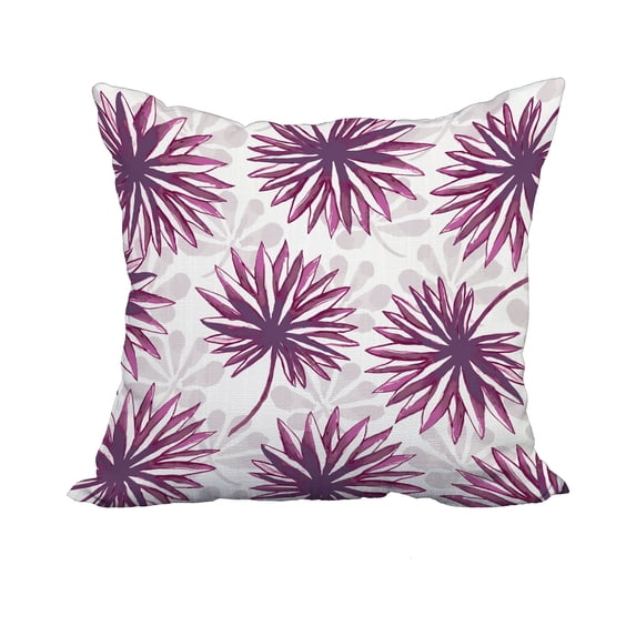 20 x 20 Inch Purple Floral Print Decorative Polyester Throw Pillow with a Linen Texture