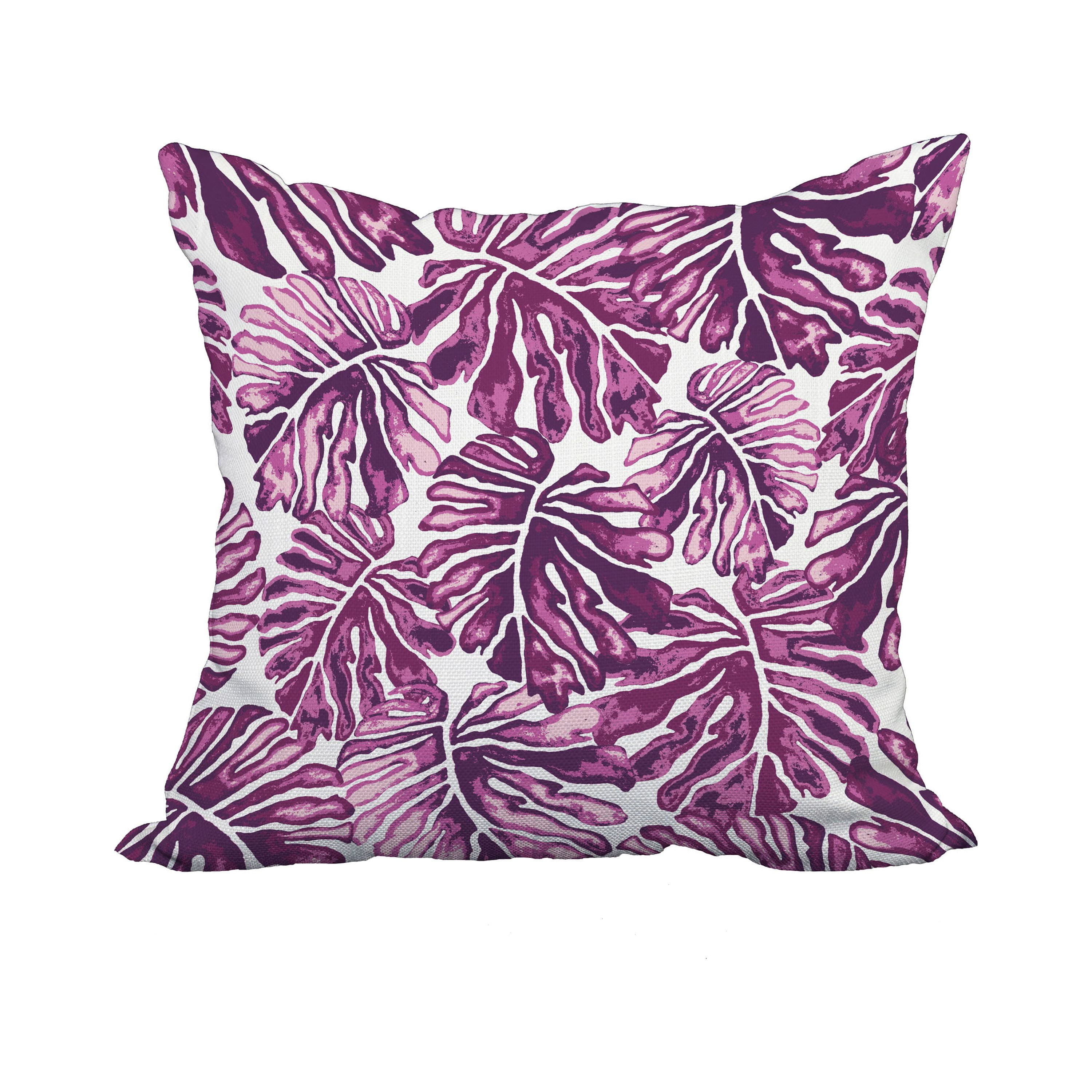 20 x 20 Inch Purple Floral Print Decorative Polyester Throw Pillow with a Linen Texture