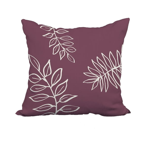 20 x 20 Inch Purple Floral Print Decorative Polyester Throw Pillow with a Linen Texture