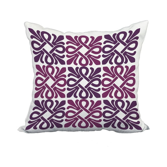 20 x 20 Inch Purple Geometric Print Decorative Polyester Throw Pillow with a Linen Texture