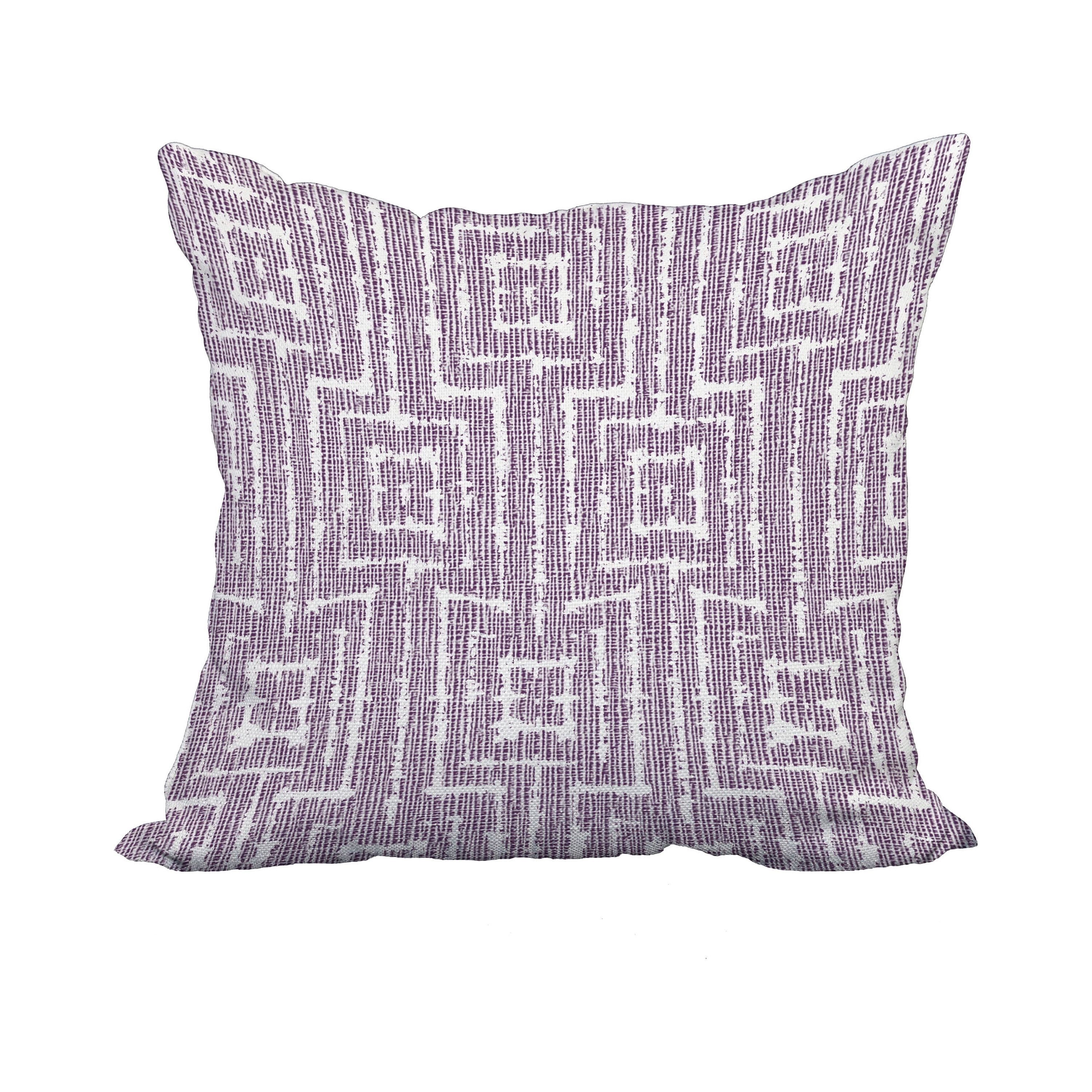 20 x 20 Inch Purple Geometric Print Decorative Polyester Throw Pillow with a Linen Texture