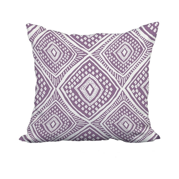 20 x 20 Inch Purple Geometric Print Decorative Polyester Throw Pillow with a Linen Texture