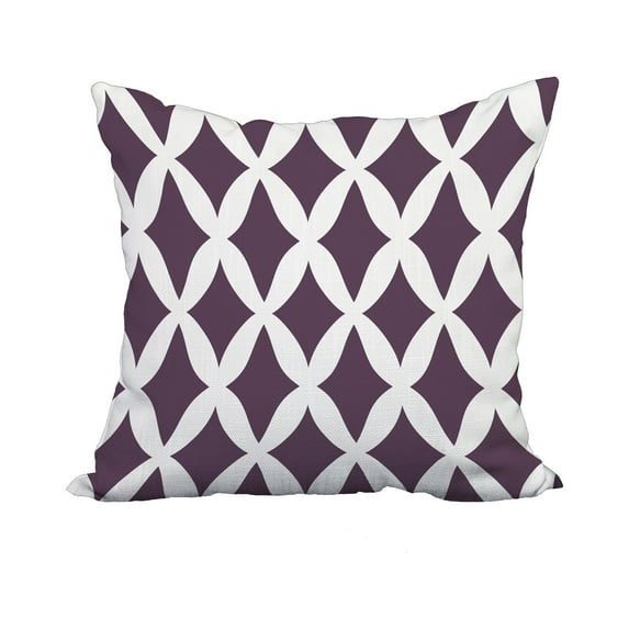 20 x 20 Inch Purple Trellis Print Decorative Polyester Throw Pillow with a Linen Texture