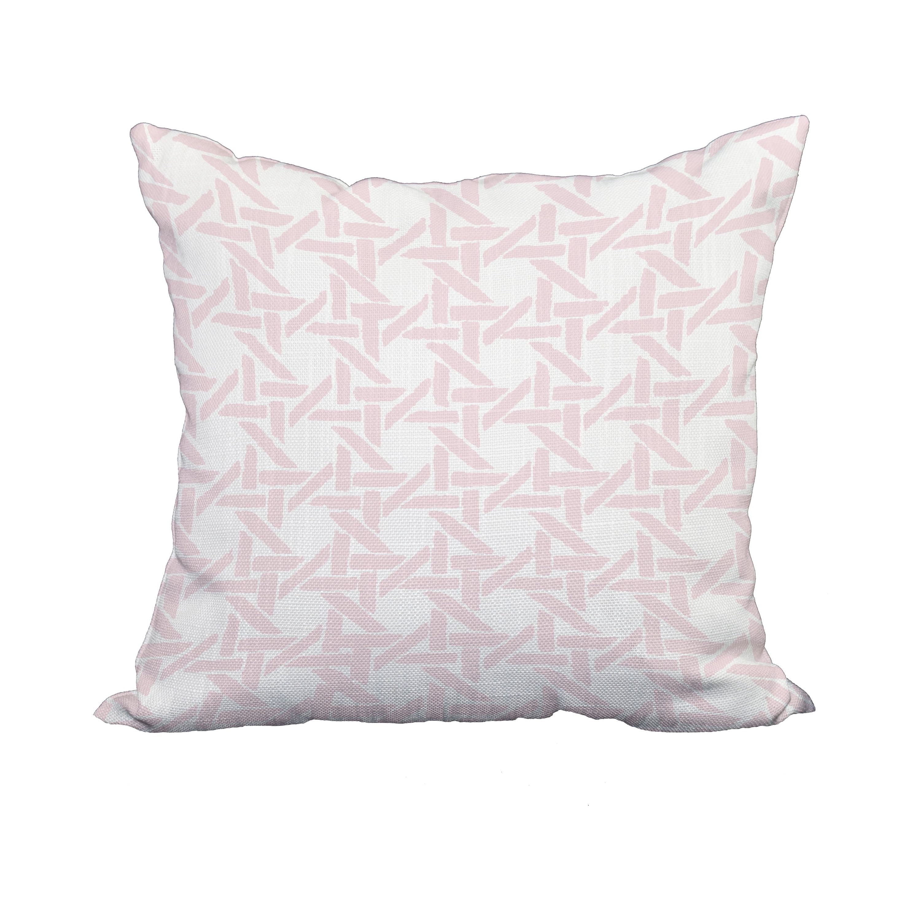 20 x 20 Inch Rattan Geometric Pink Geometric Print Decorative Polyester Throw Pillow with Linen Texture