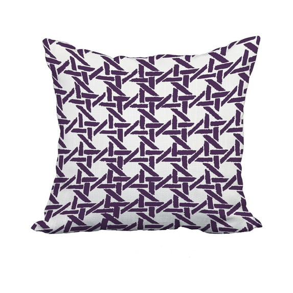 20 x 20 Inch Rattan Geometric Purple Geometric Print Decorative Polyester Throw Pillow with Linen Texture