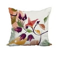 thumbnail image 1 of 20 x 20 Inch Red Floral Print Decorative Polyester Throw Pillow with a Linen Texture, 1 of 1