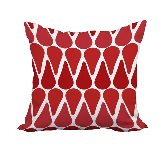 20 x 20 Inch Red Geometric Print Decorative Polyester Throw Pillow with a Linen Texture