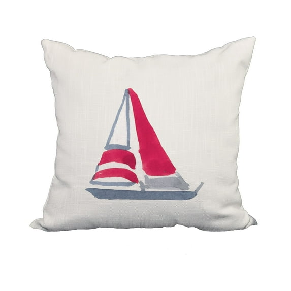20 x 20 Inch Sail Away Ivory Geometric Print Decorative Polyester Throw Pillow with Linen Texture