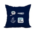 thumbnail image 1 of 20 x 20 Inch Sea Tools Navy Geometric Print Decorative Polyester Throw Pillow with Linen Texture, 1 of 1