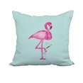 thumbnail image 1 of 20 x 20 Inch Single Flamingo Aqua Tropical Print Decorative Polyester Throw Pillow with Linen Texture, 1 of 1
