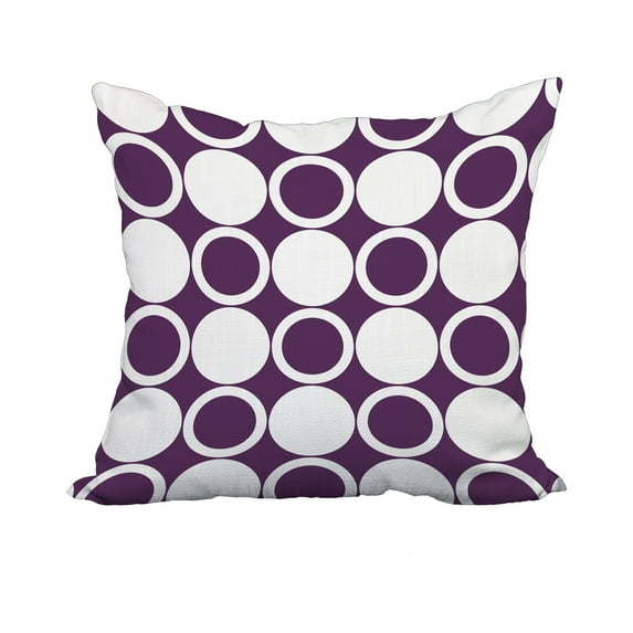 20 x 20 Inch Small Modcircles Purple Geometric Print Decorative Polyester Throw Pillow with Linen Texture