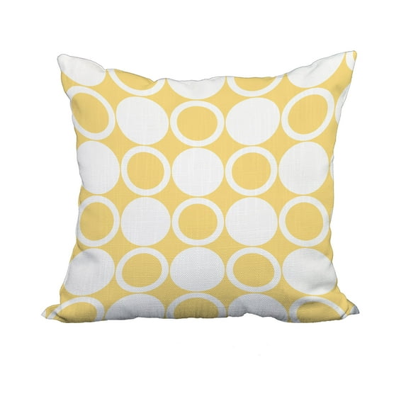 20 x 20 Inch Small Modcircles Yellow Geometric Print Decorative Polyester Throw Pillow with Linen Texture