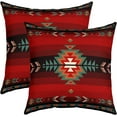thumbnail image 1 of 20 x 20-Inch Southwest Native Design Square Cushion Covers Set of 2 Boys Girls Southwestern Geometric Reversible Throw Pillow Covers for Kids Tribal Pillow Covers Home Decor Red Green, 1 of 1