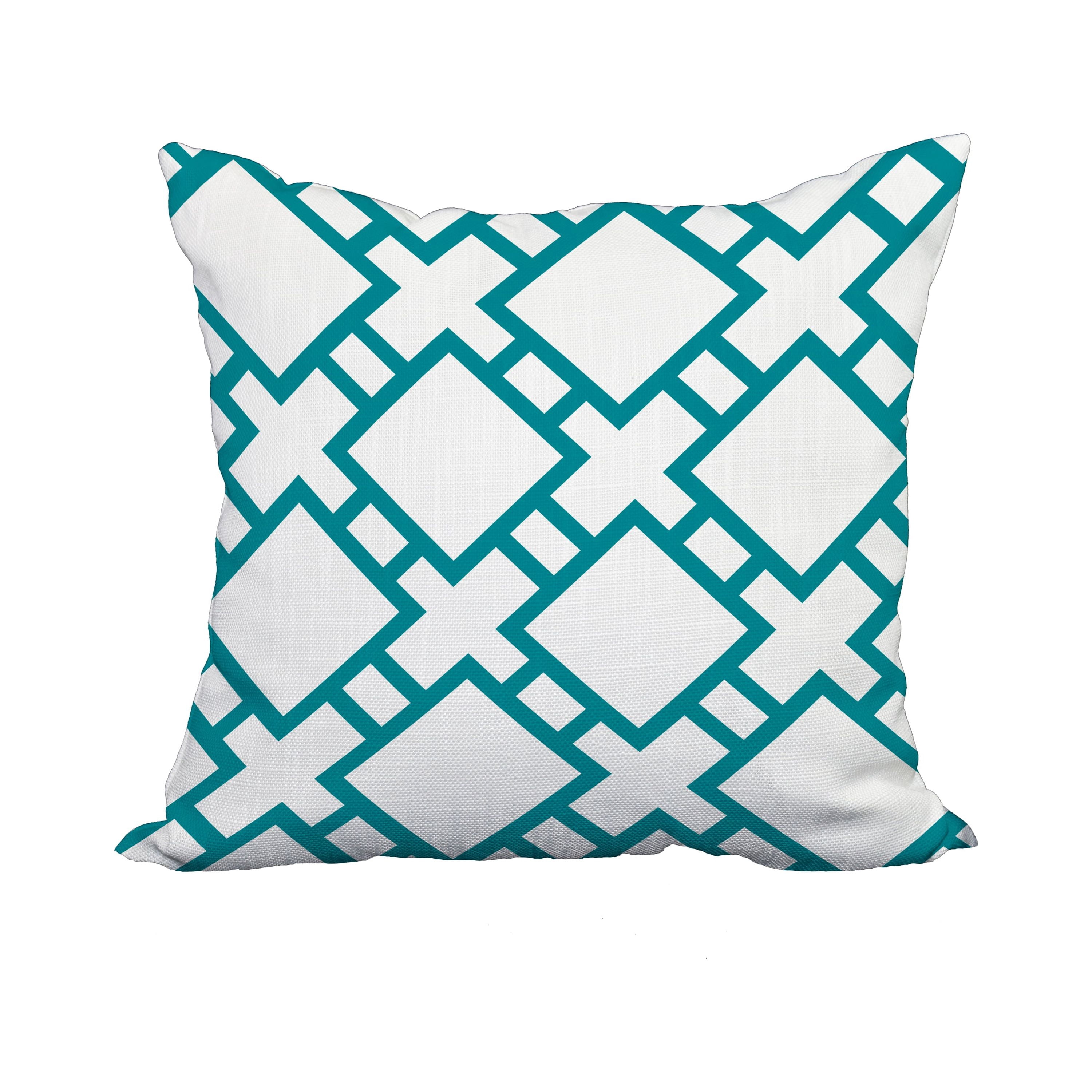 20 x 20 Inch Square in St. Louis Blue Geometric Print Decorative Polyester Throw Pillow with Linen Texture