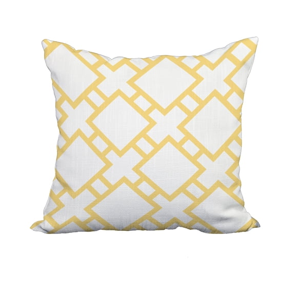 20 x 20 Inch Square in St. Louis Yellow Geometric Print Decorative Polyester Throw Pillow with Linen Texture