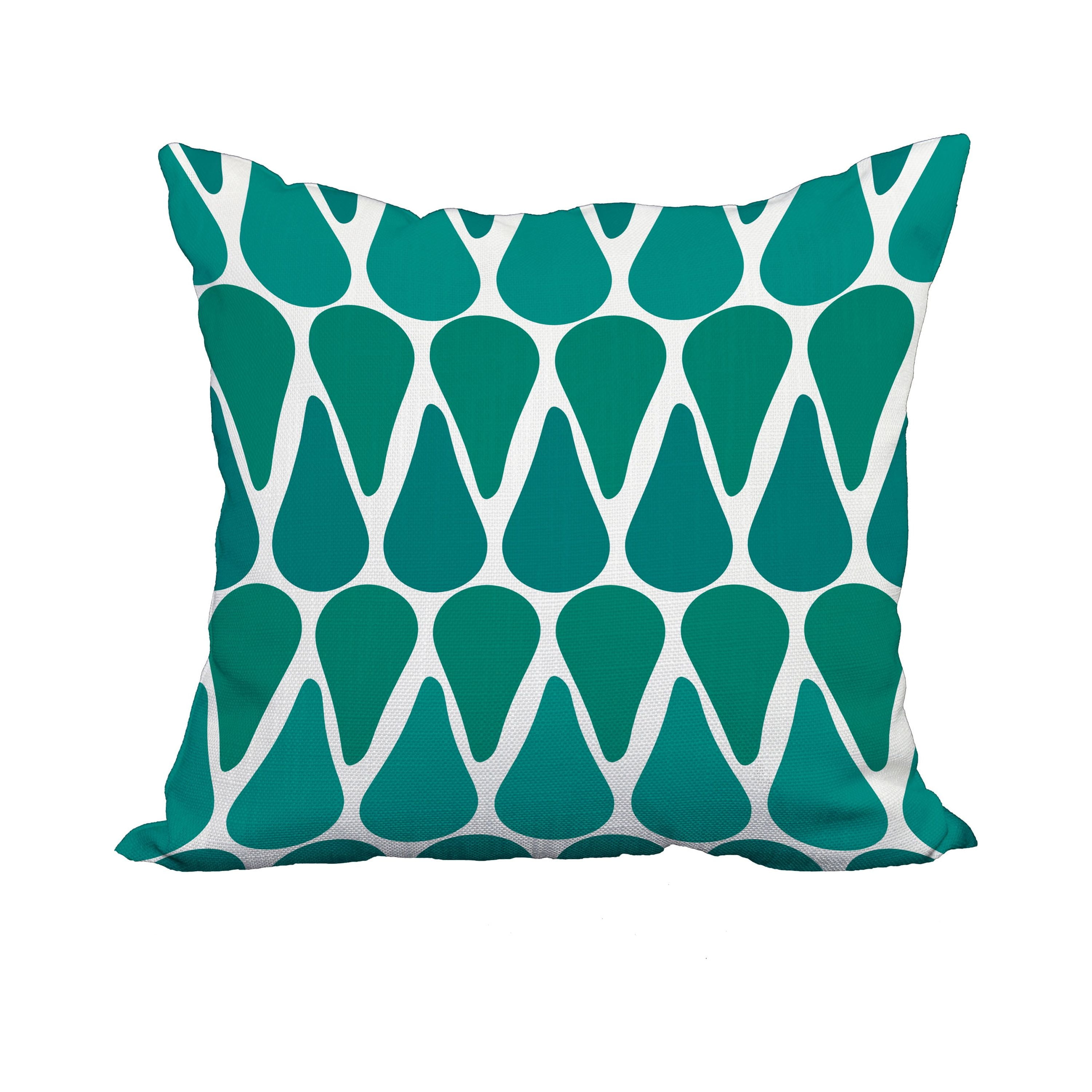 20 x 20 Inch Teal Geometric Print Decorative Polyester Throw Pillow with a Linen Texture
