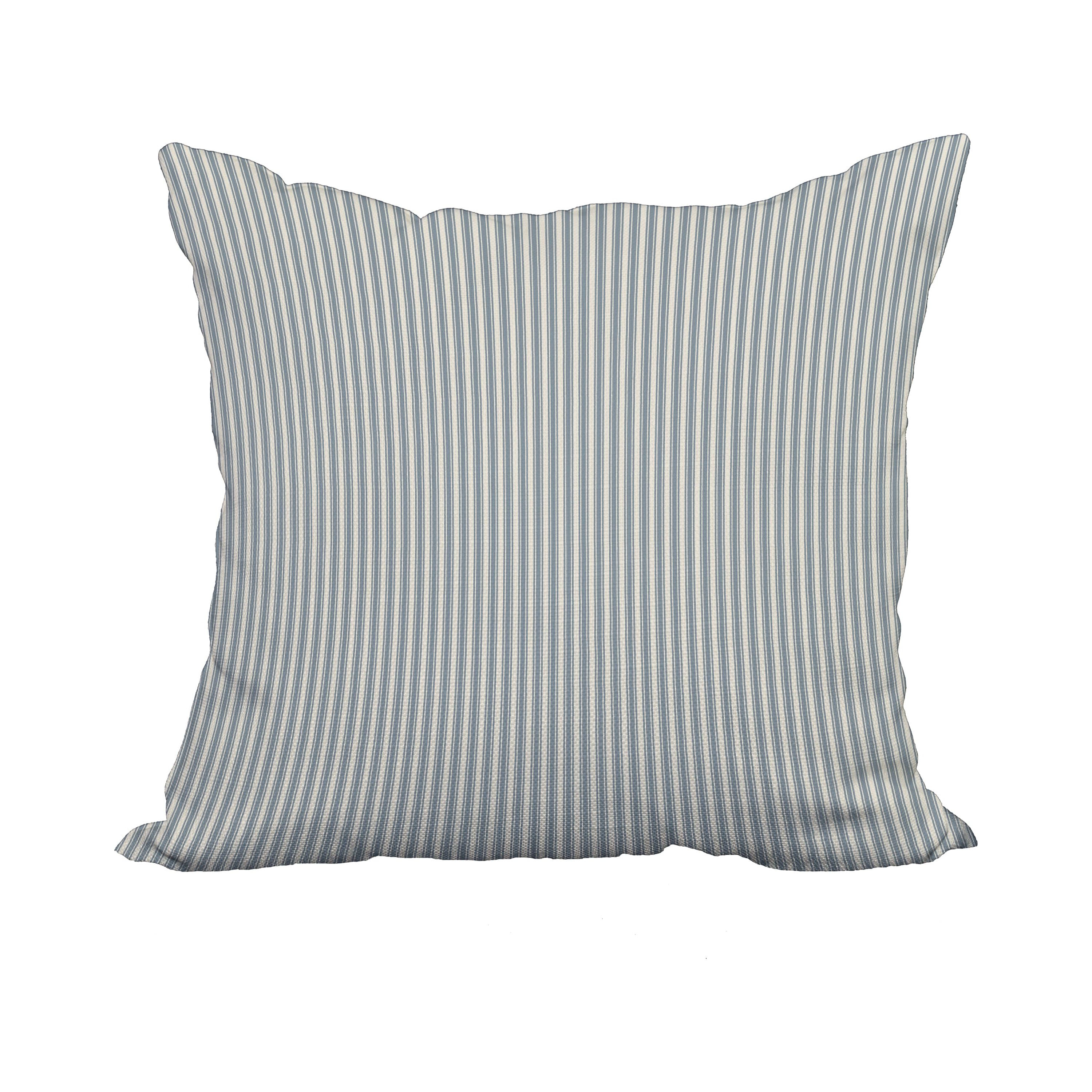 20 x 20 Inch Ticking Stripe Navy Blue Stripe Print Decorative Polyester Throw Pillow with Linen Texture